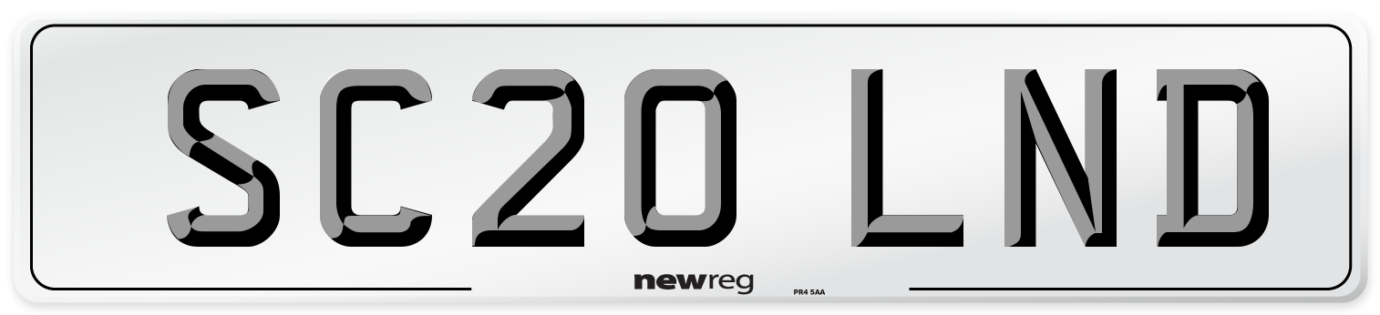 SC20 LND Number Plate from New Reg